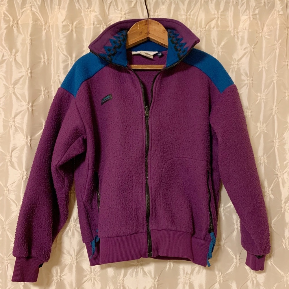Vintage Columbia 90s 80s Purple Fleece Zip Up Jacket
